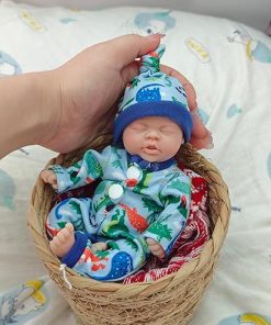 Micro Silicone Full Body 7″ Reborn Baby Doll Realistic Newborn Doll That Looks Real Babies Sleeping Closed Eyes Baby Boy Soft Anti Stress Doll