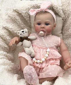 19 inch Realistic Reborn Baby Dolls Life Like Silicone Full Body Vinyl Newborn Baby Dolls Eyes Open Girl with Complete Accessories for 3+ Years Old Gifts 2