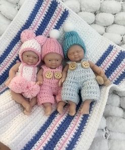 Mini Reborn Baby Dolls 4.5″ Triplet Baby Dolls – Silicone Mini Baby Doll Accessories Gift Set for Toddler and Girls-A 2