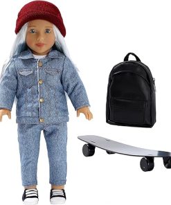 World Girls 18 inch Fashion Doll Set Katie(Australia) Fashion Dress Up Doll with Hair for Styling, Clothes, Shoes and Accessories. Silver Blonde Hair and Blue Eyes, Caucasian