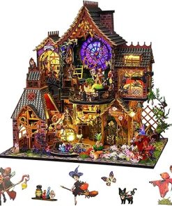 Miniature House Kit – DIY Dollhouse with Dust Proof Cover for Teen Adults – Handmade Wooden Miniature Kit – Decorations/Gifts for Holidays