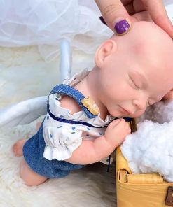 Full Silicone Reborn Baby Doll 11 Inch Realistic Silicone Body Reborn Baby Girls Dolls Closed Eyes Sleeping Baby Doll Toy Washable-Winged Cherub Set Toy 2