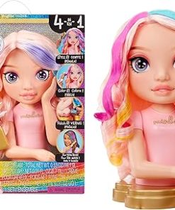 Rainbow High Styling Head – 33cm Bella – 4-in-1 Playset with Washable Hair Cream, Nail Polish, Brush and Hair Colouring Tools, Style, Colour and Polish, Rinse and Repeat, For Children 4-12 Years