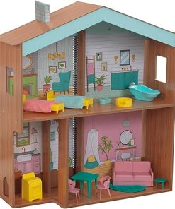 KidKraft Designed by Me™: Color Decor Wooden Dollhouse with Removable Coloring Book, 5 Markers and 15 Accessories, Gift for Ages 3+