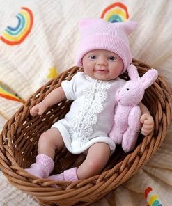 Miniature 7 Inch Reborn Baby Doll Silicone Full Body Lifelike Eyes Open Newborn Doll Realistic Cute Smile Baby Girl The Look Real Babies Soft Anti Stress Doll 2