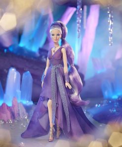 Barbie Crystal Fantasy Collection Amethyst Doll (13-in, Platinum Hair) with Genuine Amethyst Stone Necklace, Wearing Gown and Accessories, Gift for Collectors 2