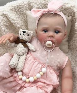 19 inch Realistic Reborn Baby Dolls Life Like Silicone Full Body Vinyl Newborn Baby Dolls Eyes Open Girl with Complete Accessories for 3+ Years Old Gifts