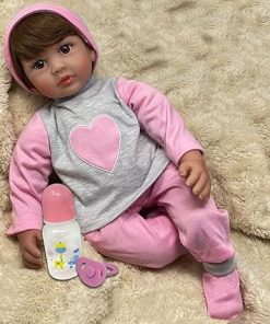 22″ Reborn Realistic Baby Doll That Looks Real | Weighted Soft Newborn Silicone Doll Gift Set With Swaddle Blanket, Pacifier Toy, Play Bottle & Birth Certificate