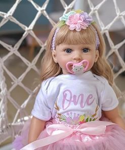 Zero Pam Lifelike Reborn Girl Dolls Realistic Toddler Girl 24 Inch 60cm Real Looking Newborn Doll Weighted Soft Silicone Baby with Beautiful Pink Dress Handmade Toys for Kids 2