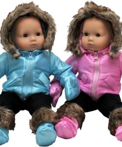 The Queen’s Treasures 15 Inch Baby Doll Clothes , Set of Two Complete Pink & Blue Winter Outerwear Clothes. Two 6 Piece Outdoor Ski Outfits, Compatible with American Girl’s Bitty Baby Twins 2