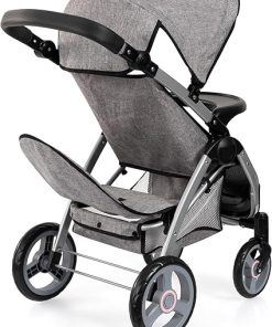 Bayer Design Dolls: Twin Star Stroller – Grey, Pink, Butterfly – Seats 2 Dolls Up to 18″, Shoulder Bag, Foldable Sibling Buggy, Kids Toy, Ages 3+ 2