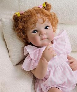 That Look Real Reborn Baby Dolls Blonde Curly Hair 18 Inch Lifelike Newborn Baby Dolls Soft Cloth Body Realistic Reborn Doll Girl with Toy Accessories for Kids Gifts 2
