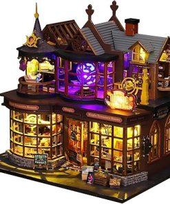 OZJAY DIY Miniature House Kit, Tiny House Kit with Dust Proof Cover & Music Movement, DIY Wooden Dollhouse Miniature Kit for Adults Teen, Open Door Design Model Magic Treasure House Kit, Home Decor