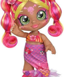 Kindi Kids 50245 Dress Tropicarla Mermaid Toddler face Paint Reveal. 1 Doll with Magic Sponge. Big Glittery Eyes, Changeable Clothes and Removable Shoes