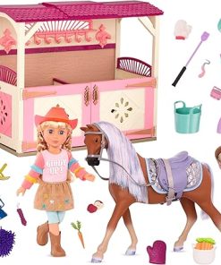 Glitter Girls – Floe, Celestial & All Asparkle Acres Poseable 14-inch Doll, Horse, and Stable Accessory – Equestrian Playset – Toys for Kids Ages 3+