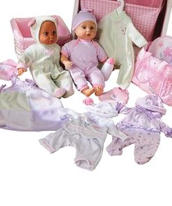 Constructive Playthings Diverse Baby Dress and Play Collection Equipped with 6 Outfits, Diaper Bag and Accessories for Ages 3 Years and Up