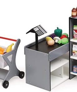 Badger Basket Charming Fresh Market Doll Playset with Rolling Shopping Cart and 27 Food Accessories for 18 to 20-Inch Dolls