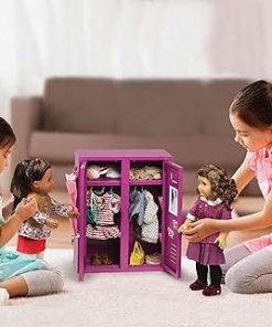 Badger Basket Delightful Purple School-Style Double Doll Locker with Mirrors, Hangers, and Security Accessories for 18-Inch Dolls 2