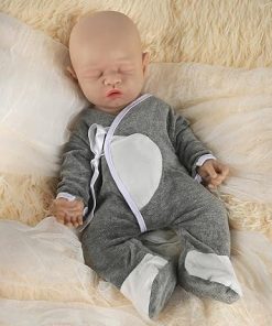Vollence 18 inch Sleeping Full Silicone Baby Doll Realistic Boy Waterproof Eye Closed Anatomically Correct with Feed Kit Accessories & Gift Box – Boy