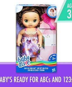 Baby Alive Ready for School Baby: Brown Hair Baby Doll, School-Themed Dress, Doll Accessories Include Notebook & Brush, Doll for 3-Year-Old Girls and Boys and Up 2