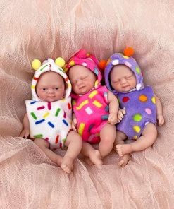 Mire & Mire Mini Reborn Baby Dolls 4.5″ Triplet Baby Dolls – Silicone Mini Baby Doll Accessories Gift Set for Toddler and Girls 2