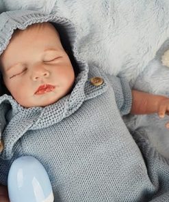 17″ Realistic and Cute Eyes Opened Reborn Newborn Doll Boy Named Caleb with Blue Eyes, Lifelike Baby Dolls That Look Real for 3+ Year Old 2