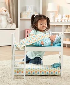 Melissa & Doug Mine to Love Wooden Play Bunk Bed for Dolls-Stuffed Animals – White (2 Beds, 17.4”H x 9.1”W x 20.7”L Assembled and Stacked) 2