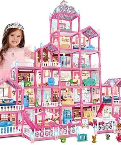 Dolls House For Girls, 6-Story 23 Rooms Huge Doll House, Plays House Toys Accessories And Furniture, Outdoor Girls Play Set, Princess Dollhouse 2024 Christmas Toy, Easy Assembly Ideal For Kid