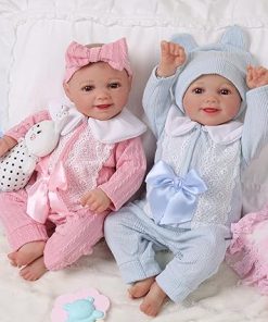 BABESIDE Lifelike Reborn Baby Dolls Twins Girls, 17 Inch Cute Soft Vinyl Realistic-Newborn Baby Dolls Poseable Real Life Lifelike Baby Dolls w/Doll Accessories for 3+ Year Old