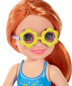 Barbie Club Chelsea Doll, 6-inch Redhead Wearing Removable Emoji-Decorated Skirt and Flower-Shaped Sunglasses, for 3 to 7 Year Olds 2