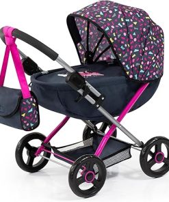 Bayer Design Dolls: Pram Cosy – Navy, Hot Pink, Fairy – Accessory for Dolls Up to 18″, Matching Shoulder Bag, Blanket & Pillow, Foldable, Kids Ages 3+ 2