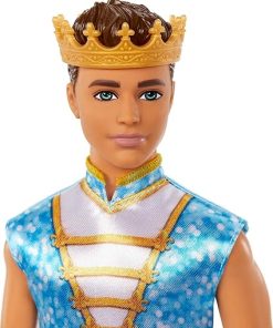 Barbie ​Ken Doll | Kids Toys | Royal Ken with Gold Crown and Blue Tunic Fairytale Brunette Doll with Riding Boots | Gifts for Kids, HLC22 2