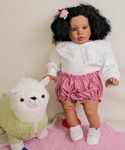 Anano Big Size Black Reborn Baby Dolls Pippa – African American Biracial Babies, 26 Inch Realistic Toddler Reborn Doll, Dark Skin Silicone Dolls, Soft Cloth Body