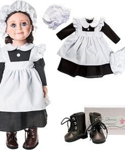 The Queen’s Treasures 18 in Doll Clothes and Accessories, 5 PC Kitchen Maid Uniform with Dress, Cap, Apron, Pantaloons. Includes Boots. Fits American Girl Dolls. USA Brand-Tariff Price, Sorry!