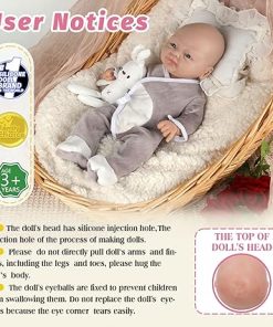 Vollence 16 inch Full Silicone Baby Doll Realistic Boy Eye Open Anatomically Correct Stress Relief Anti-Stress with Feed Kit Accessories & Gift Box for Kids 3+ Or Reborners Collection – Boy 2