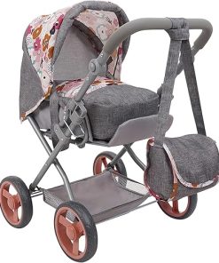 509 Crew: Melange Flora – Kelly Deluxe Doll Pram – Matching Bag, Removable Carrycot, Large Canopy, Shopping Basket, Doll Accessory, Kids Toy, Ages 3+