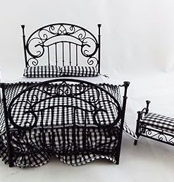 Dollhouse Miniature Ornate Black Iron Bedroom Set 2