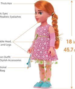 Kids Hits Beauty Star Flowery Spring 18-Inch Doll – Sunny Girl with Elegant Outfit, Handbag & Hair Ribbon – Poseable Vinyl Doll for Girls Age 5+ 2