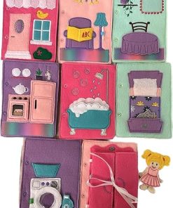 Portable Felt Dollhouse Book, Interactive Toddler Quiet Activity Toy, Role Play, Educational Gift For Girls, 8 Pages