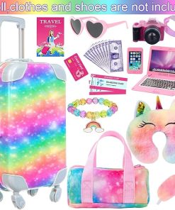 K.T. Fancy 35 Pcs American 18 Inch Doll Accessories Suitcase Luggage Travel Set, Doll Travel Suitcase Playset for Girls, Cute Travel Doll Clothes for 18 Inch Girl Doll(Not Include Doll & Shoes) 2
