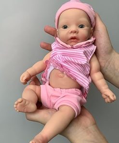 Full Platinum Silicone Baby Doll-11 Inch Alive Full Silicone Reborn Baby Dolls Silicone Full Body Girl for Christmas Educational Toy