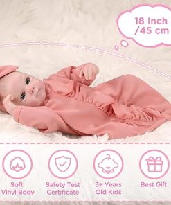 GAGAKU Realistic Baby Doll Girl, 18 Inch Reborn Dolls for Toddlers, Real Life Like Reborn Baby Doll with Accessories, Bottle Diaper Clothes 2