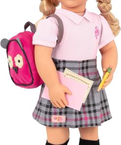 Our Generation Hally Doll – Soft 18-inch Fashion Doll with Holiday Clothing Accessories – Unique Grey-Blue Eyes and Curly Blonde Hair