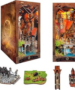 Book Nook With LED Lights – 3D Puzzles for Adults, DIY Miniature House Kit, Creative Decorative Bookend, Magic Nook, Perfect Dollhouse – The Lord The Ring