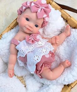 11 Inch Lifelike Full Body Silicone Reborn Baby Dolls Girl Realistic Full Silicone Body Baby Doll Sweet Bebes Educational Toy Toy for Kids Age 3+