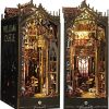 Roroom DIY Book Nook Kit, DIY Dollhouse Booknook Bookshelf Insert Decor Alley,3D Wooden Puzzle with Touch Panel Light Book Nook Bookshelf Insert Wood Bookend Model Building (JTSL17)