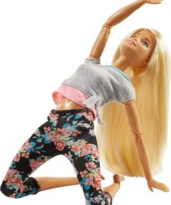 Barbie Made to Move Dolls with 22 Joints and Yoga Clothes, Floral, Grey
