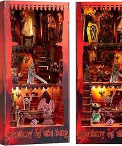 DIY Miniature Dollhouse Booknook Kit, 3D Wooden Puzzle Bookend, Tiny House Library Bookshelf Insert Decor with LED Light, Gift for Adults, Teens, Beginners, and Family(Symphony of The Hero)