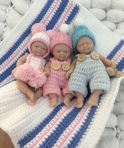 Mini Reborn Baby Dolls 4.5″ Triplet Baby Dolls – Silicone Mini Baby Doll Accessories Gift Set for Toddler and Girls-A