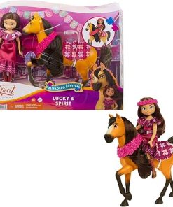 Mattel Spirit Untamed Doll & Toy Horse Set, Miradero Festival Lucky 7-inch Small Doll with Spirit (8-inch) with Long Mane & Accessories